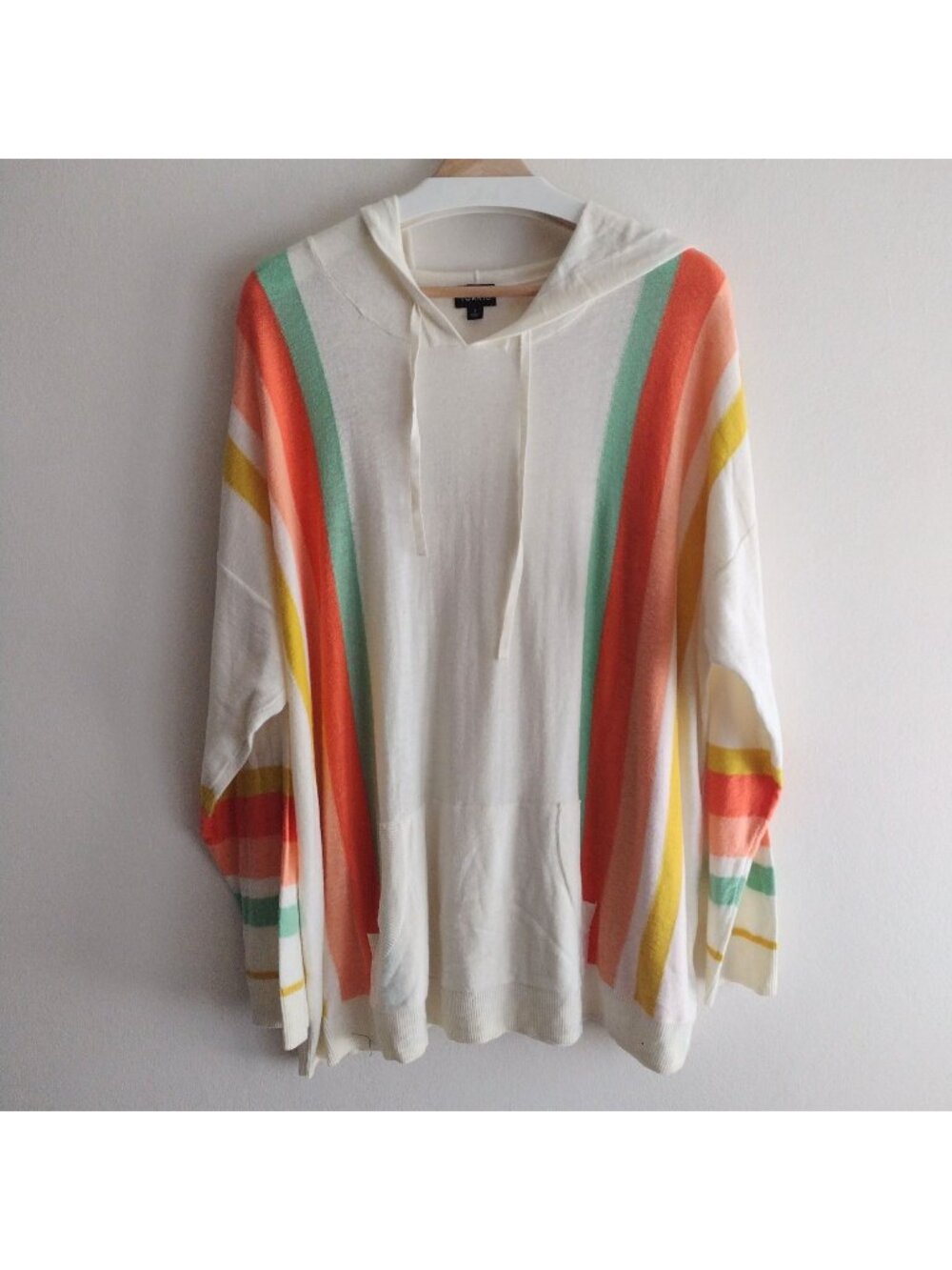Torrid Retro Stripe Hoodie Sz 2 2X Soft Cotton Blend Cream Warm Color Pullover